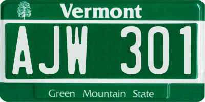 VT license plate AJW301