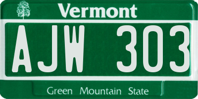 VT license plate AJW303