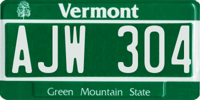 VT license plate AJW304