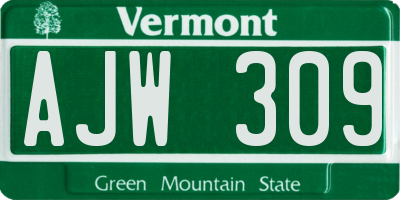 VT license plate AJW309