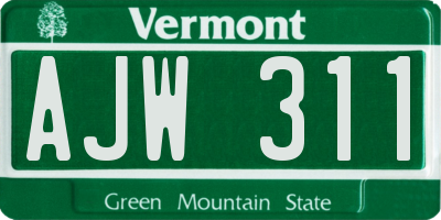 VT license plate AJW311