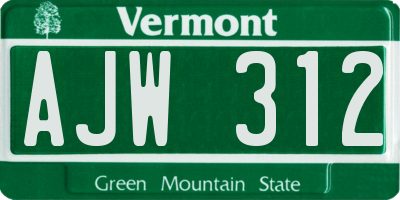 VT license plate AJW312