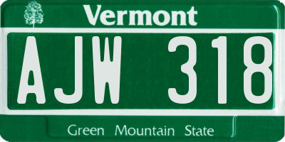 VT license plate AJW318