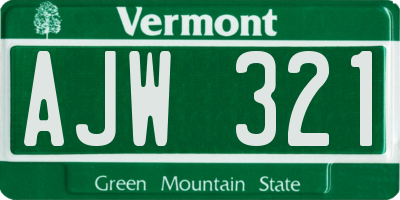 VT license plate AJW321