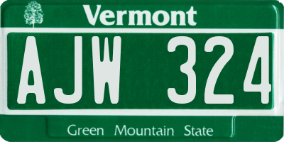 VT license plate AJW324