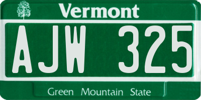 VT license plate AJW325