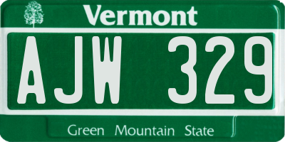 VT license plate AJW329
