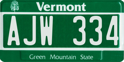 VT license plate AJW334