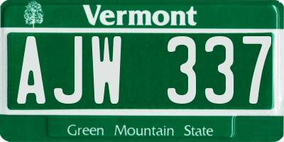 VT license plate AJW337