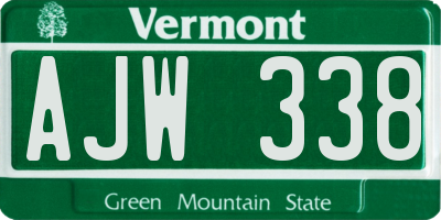 VT license plate AJW338