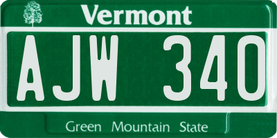 VT license plate AJW340