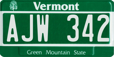 VT license plate AJW342
