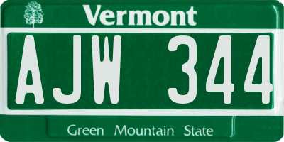 VT license plate AJW344