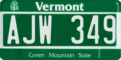 VT license plate AJW349