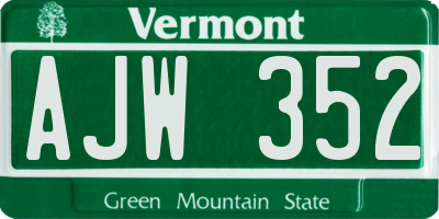 VT license plate AJW352