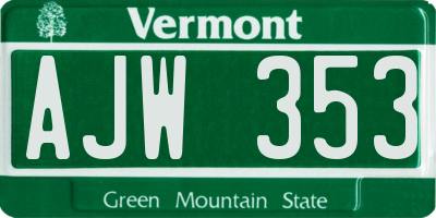 VT license plate AJW353