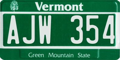 VT license plate AJW354