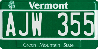 VT license plate AJW355