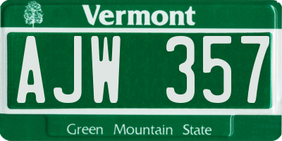 VT license plate AJW357