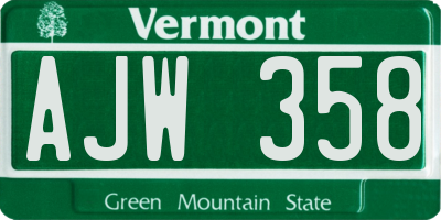 VT license plate AJW358