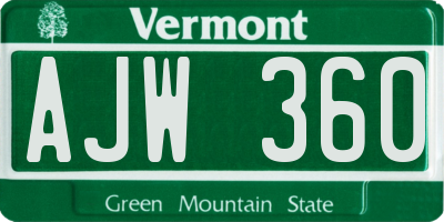 VT license plate AJW360