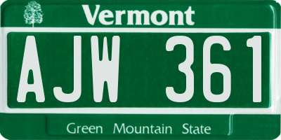 VT license plate AJW361