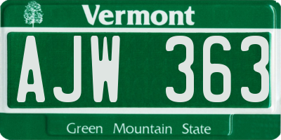 VT license plate AJW363