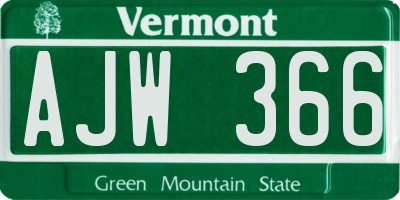 VT license plate AJW366