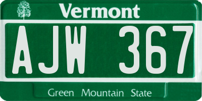 VT license plate AJW367