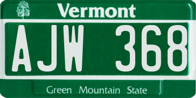 VT license plate AJW368