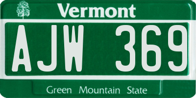 VT license plate AJW369