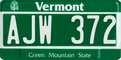 VT license plate AJW372
