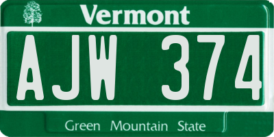 VT license plate AJW374