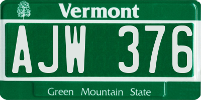 VT license plate AJW376