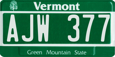 VT license plate AJW377