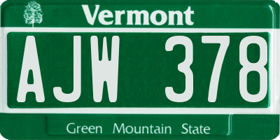 VT license plate AJW378