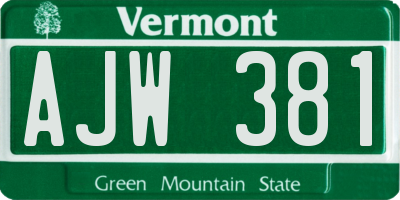 VT license plate AJW381