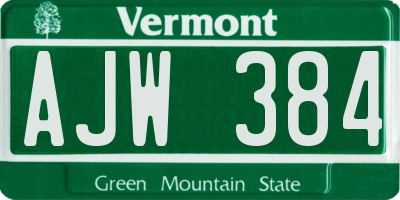 VT license plate AJW384
