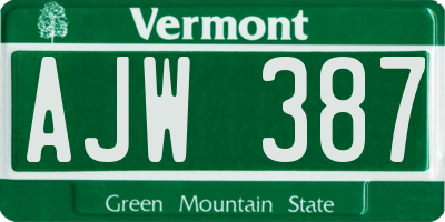 VT license plate AJW387
