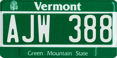 VT license plate AJW388
