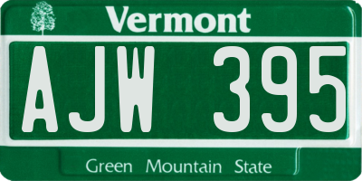 VT license plate AJW395