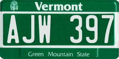 VT license plate AJW397