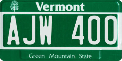 VT license plate AJW400