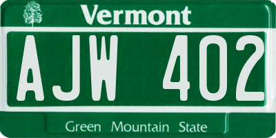 VT license plate AJW402