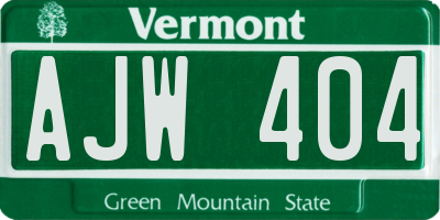 VT license plate AJW404