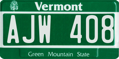 VT license plate AJW408