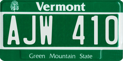 VT license plate AJW410