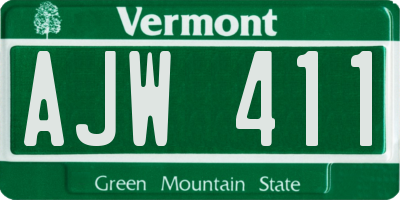 VT license plate AJW411
