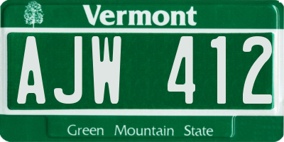 VT license plate AJW412