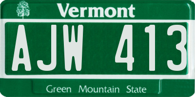 VT license plate AJW413
